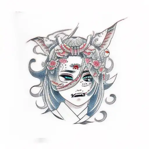 Ahegao girl  tattoo design idea