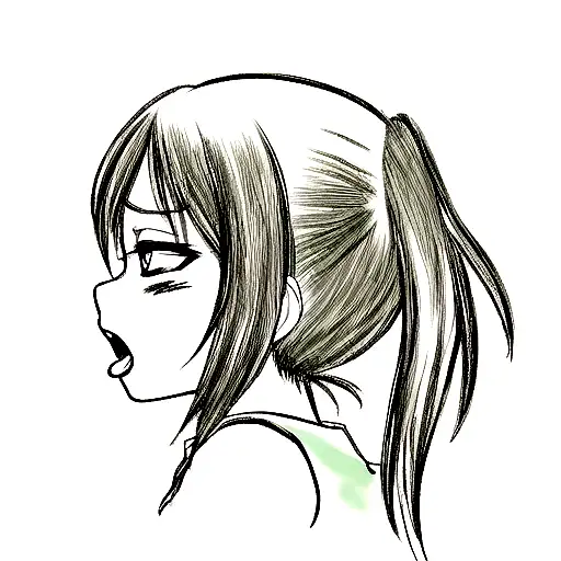 Ahegao girl side view  tattoo design idea