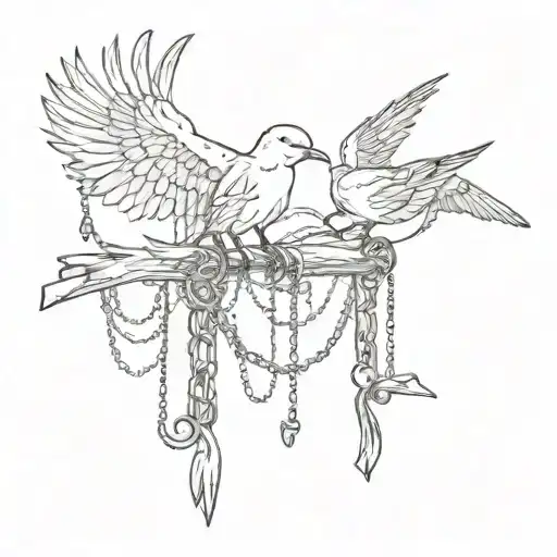 broken chains and birds free tattoo design idea