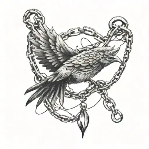chains being broken and birds free tattoo design idea
