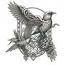 chains being broken and birds flying incorporating Geometric or abstract patterns inspired by traditional Arabic art tattoo design idea