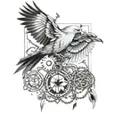 chains being broken and birds flying incorporating Geometric or abstract patterns inspired by traditional Arabic art tattoo design idea