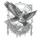 chains being broken and birds flying incorporating Geometric or abstract patterns inspired by traditional Arabic art tattoo design idea