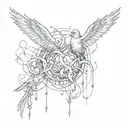 broken chains and birds free tattoo design idea