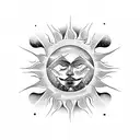 sun moon mountain waves tattoo design idea