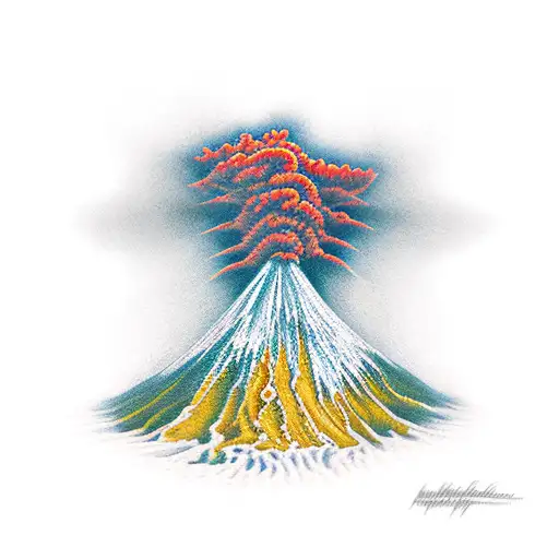 Volcano erupting tattoo design idea