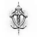 Rosary beads intertwined with the client's favorite Bible verse tattoo design idea