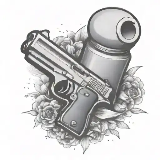 salt shaker with gun  tattoo design idea