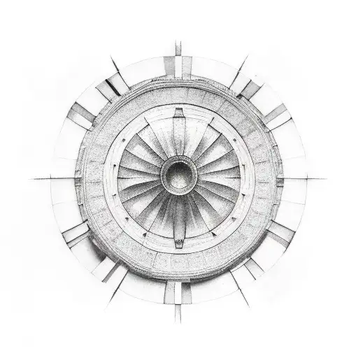 pantheon on fire tattoo design idea