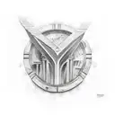 pantheon on fire tattoo design idea