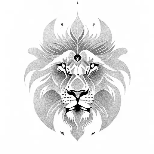 brave Lion with flames tattoo design idea