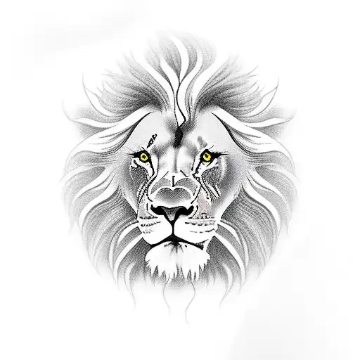 Realism "Brave Lion With Flames" Tattoo Idea BlackInk AI
