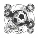 A soccer ball morphing into a celestial symbol representing God tattoo design idea