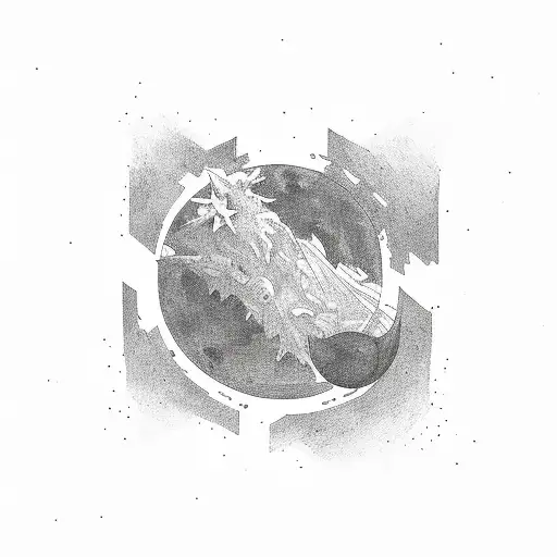 sol con una luna y estrella juntas tattoo design idea