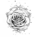 Cosmo, Violet and rose bouquet  tattoo design idea