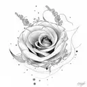 Cosmo, Violet and rose bouquet  tattoo design idea