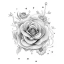 Cosmo, Violet and rose bouquet  tattoo design idea