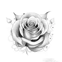 Cosmo, Violet and rose bouquet  tattoo design idea
