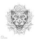 Panther with roses tattoo design idea