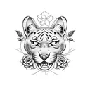 Panther with roses tattoo design idea