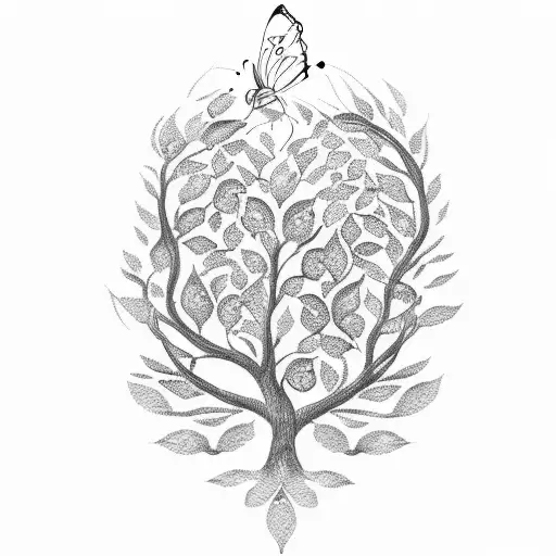 tree of life and butterflies  tattoo design idea
