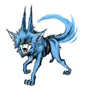 wolf blood angry blue anime tattoo design idea