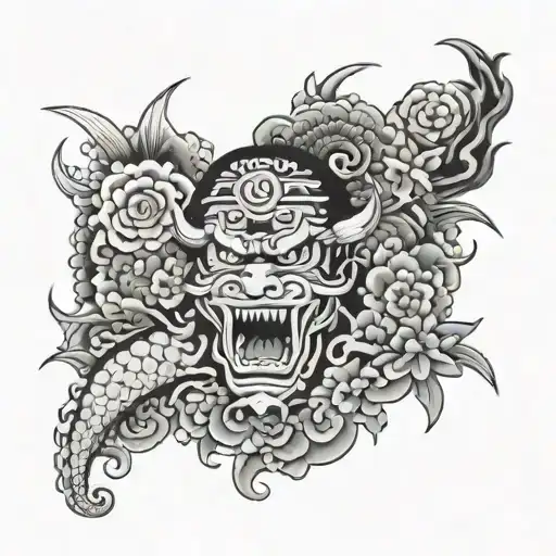 Design a Japanese yakuza style background  tattoo design idea