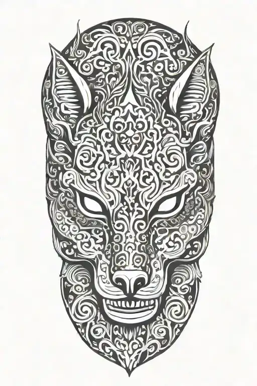 kitsune mask tattoo design idea