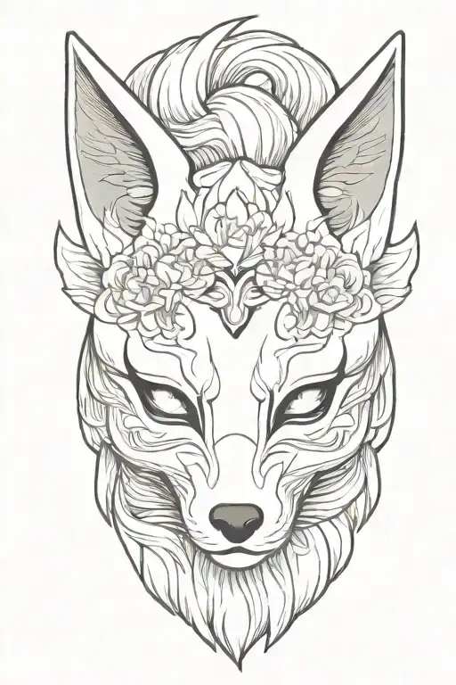kitsune mask tattoo design idea