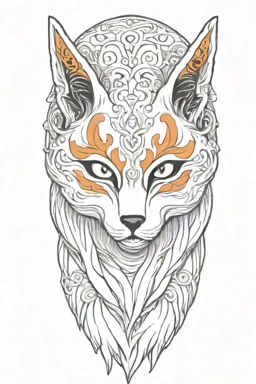 kitsune mask tattoo design idea
