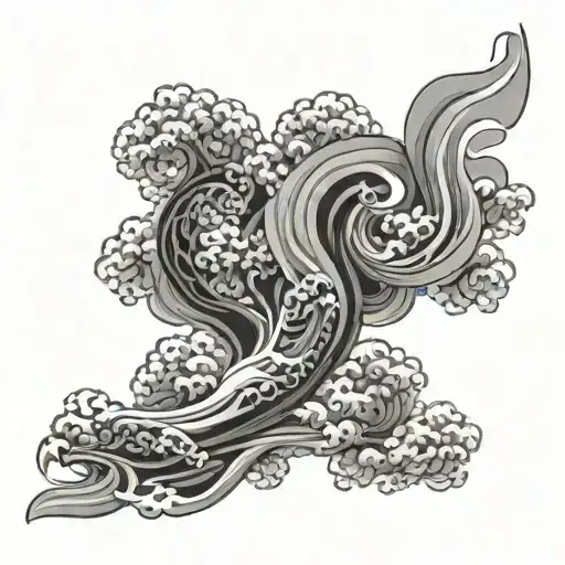 Design a repeating Japanese yakuza style pattern in style of Hokusai  tattoo design idea