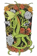 Japanese style praying mantis dressed a priest tattoo design idea