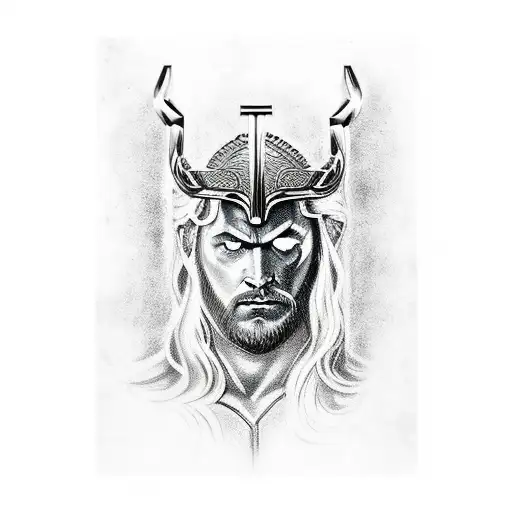 heads odin, thor and loky in one tatoo one above another tattoo design idea