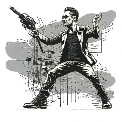 Illustrate a scene of a concert with Depeche Mode's Dave Gahan performing, incorporating elements of walking in my shoes tattoo design idea