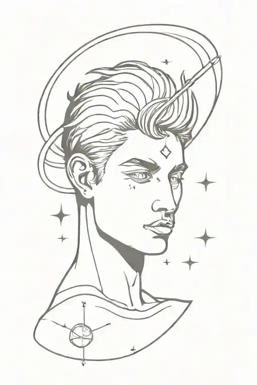 Mercury depicted as celestial tattoo design idea