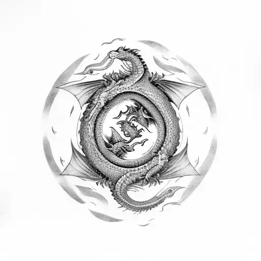 dragon surrounding yin yang syombol tattoo design idea
