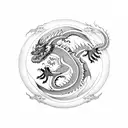 dragon surrounding yin yang symbol tattoo design idea