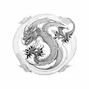 dragon surrounding yin yang symbol tattoo design idea