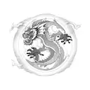 dragon surrounding yin yang symbol tattoo design idea