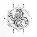 dragon surrounding yin yang symbol tattoo design idea