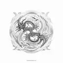 dragon surrounding yin yang symbol tattoo design idea