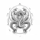 dragon surrounding yin yang symbol tattoo design idea