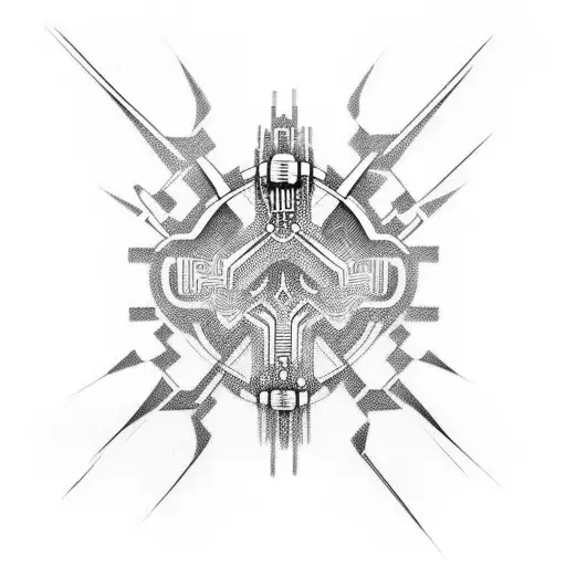 Cyber sigilism symbiotic  tattoo design idea
