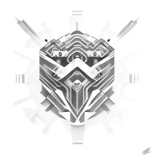 Cyber sigilism tattoo design idea