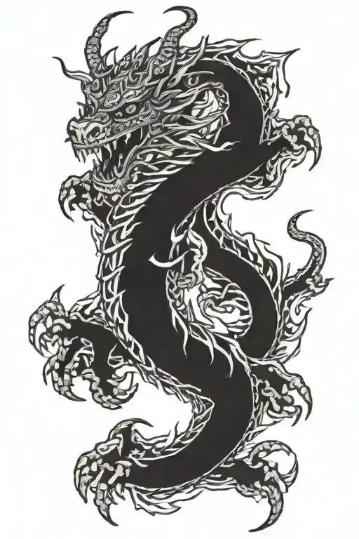 Western dragon wrapped tattoo design idea