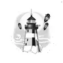 lighthouse combined with beehive tattoo design idea