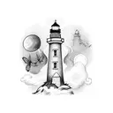 lighthouse combined with beehive tattoo design idea