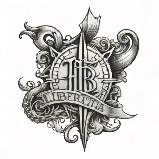 the word libertatia with the Sigil of Thomas Tew tattoo design idea
