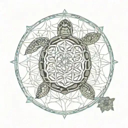 flower of life, Turtle, mandala tattoo design idea