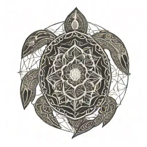 flower of life, Turtle, mandala tattoo design idea